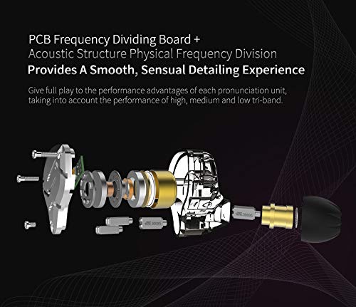 KZ ZS10 Pro in Ear Monitors,4BA+1DD 5 Driver in-Ear HiFi Metal Earphones with Stainless Steel Faceplate IEM Earphones, 2 Pin Detachable Cable