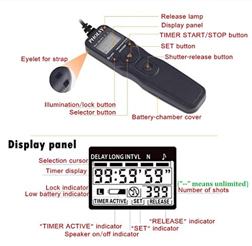 PHOLSY S6 Timer Remote Control Cable with Intervalometer for Sony S6 für Sony