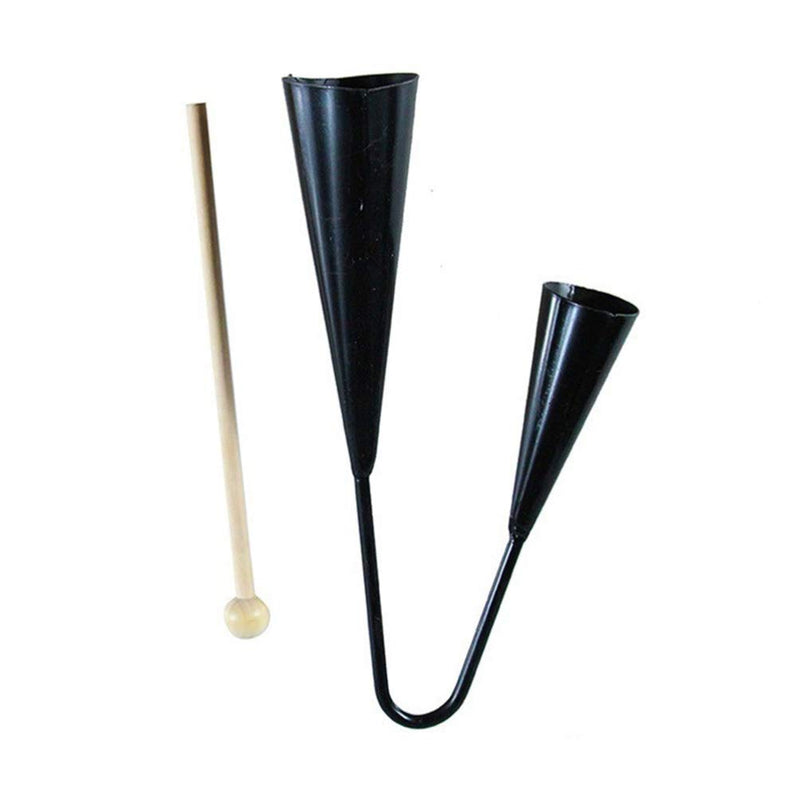 Agogo Bell Two Tone Traditional Samba Percussion Instrument with Wooden Stick for