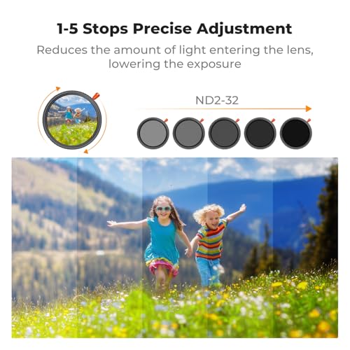 K&F CONCEPT 49mm Black Diffusion 1/4 & Variable ND2-32 & Polarizing-in 1