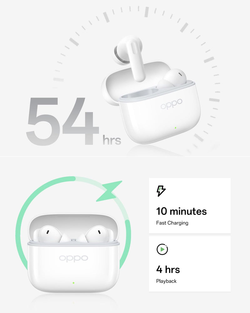 OPPO Enco Buds3 Pro True Wireless Earbuds, Bluetooth 5.4 in-Ear Headphones Stereo, Clear Vocals, Deep Bass, 54H Playtime, 12.4mm Dynamic Driver, Personalized Equalizer, IP55, White Glaze White