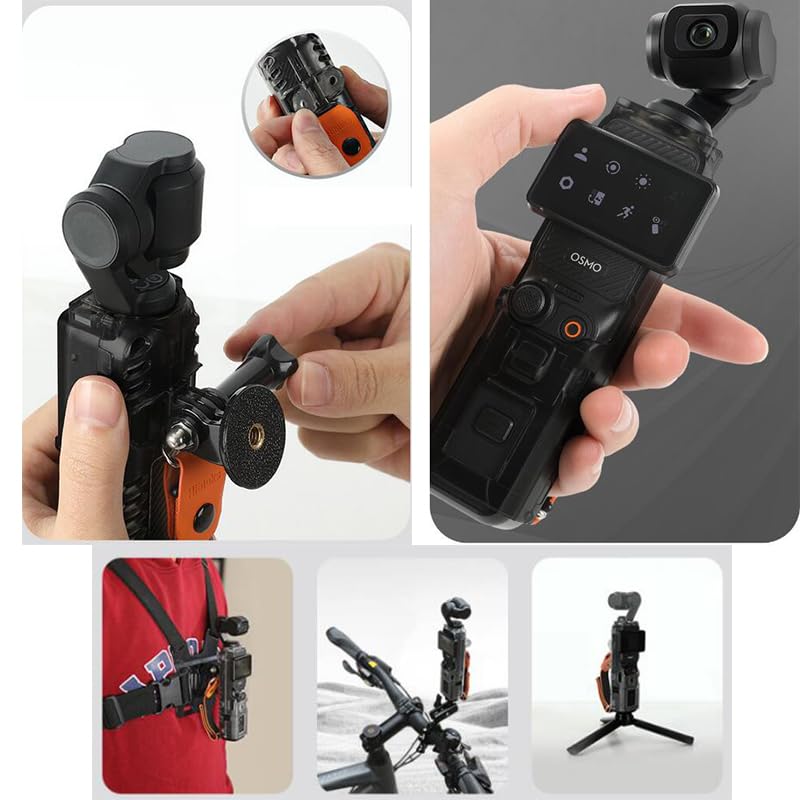 Protective Case Set For DJI Osmo Pocket 3,Protective case+gimbal transparent protective cover+safety cord,impact-proof All-around protection for gimbal, lens and screen