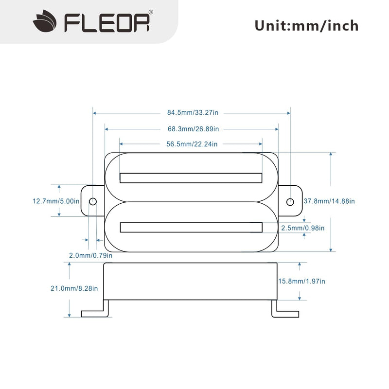 FLEOR High Output Bridge Pickup Hot Dual Rail Humbucker Pickups Ceramic Electric Guitar Pickup Humbucker, White White,14-15K