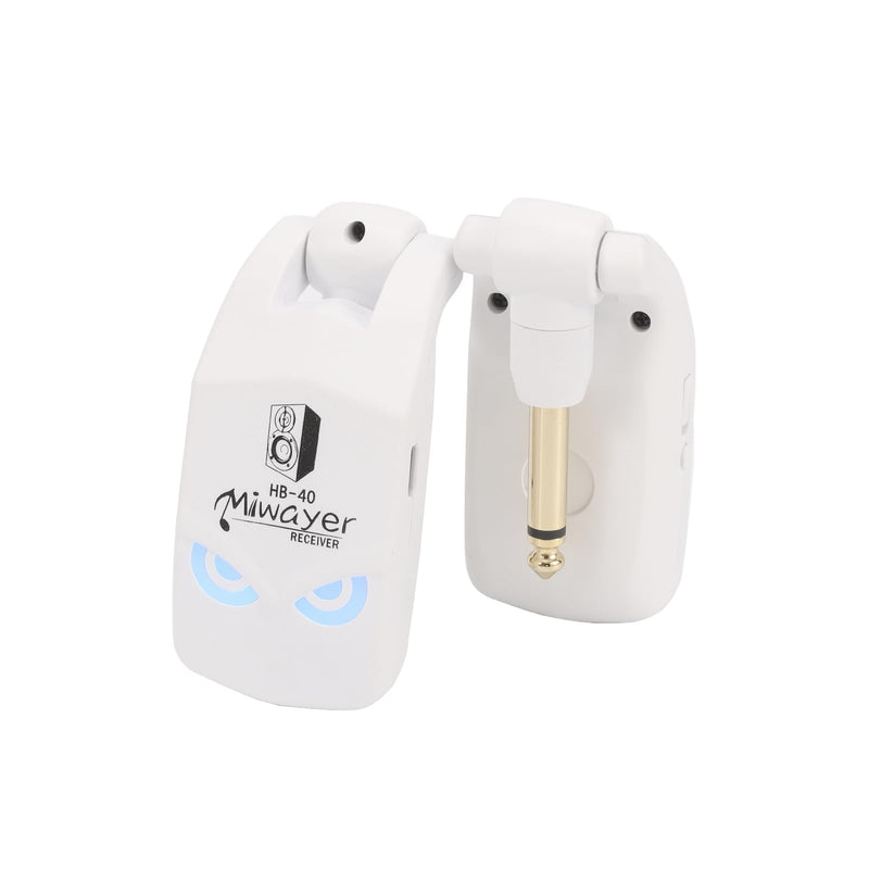 Miwayer 2.4GHz Wireless Guitar System Rechargeable Lithium Battery Audio Wireless Guitar Transmitter Receiver For Electric Guitar Bass Violin Keyboard Instruments (HB-40 White) HB-40 White