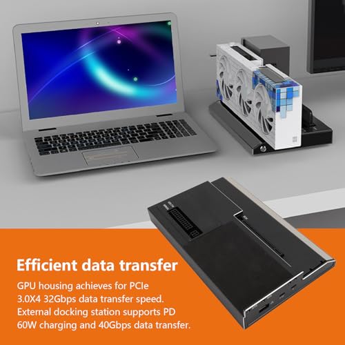 Dpofirs External Gpu Enclosure, GPU Enclosure for Thunderbolt 3 Laptops, USB4 40Gbps External GPU Dock Station, Compatible with PCIe, with TB RJ45 M.2 NVMe Interface, for Laptop Gaming
