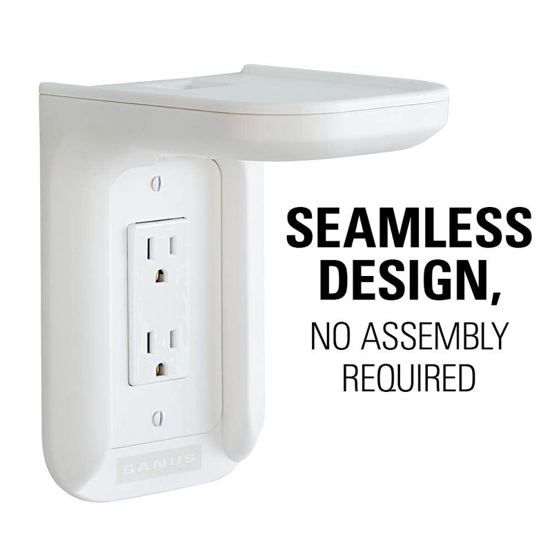 Sanus Outlet Shelf Speaker Mount - Heavy Duty Shelf Holds Devices up to 10 lbs - DIY Install Works with Both Standard & Decora Outlets - Perfect for Sonos & Other Smart Speakers White