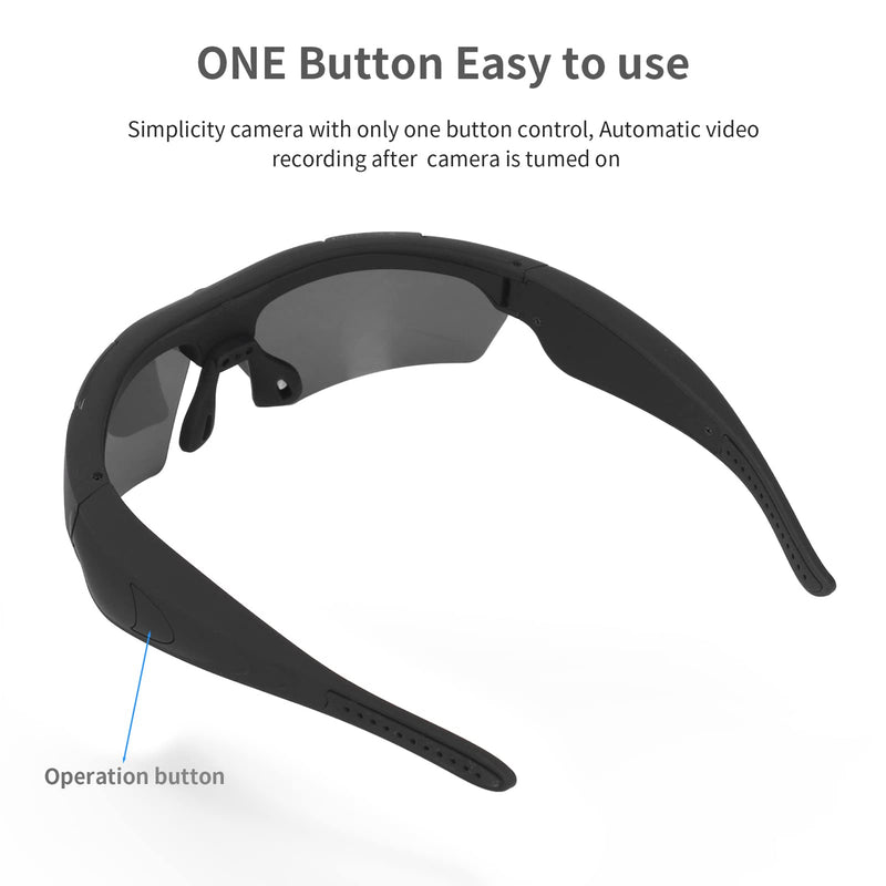 XUMIUZIY Camera Glasses, HD 1080P Sports Sunglasses Camera Video Glasses, Audio and Video Recording, Outdoor Wearable Polarized Lenses for Cycling, Hiking (Black)