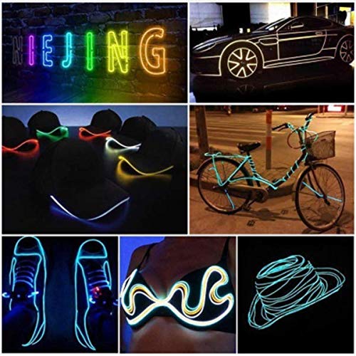 Searik LED Neon Light 16.4ft/5m, Portable Hot Pink EL Wire Glowing Rope Lights LED Strips String Light with Battery Controller for Halloween Decorations Party Favor Festival Car DIY Clothes Decor