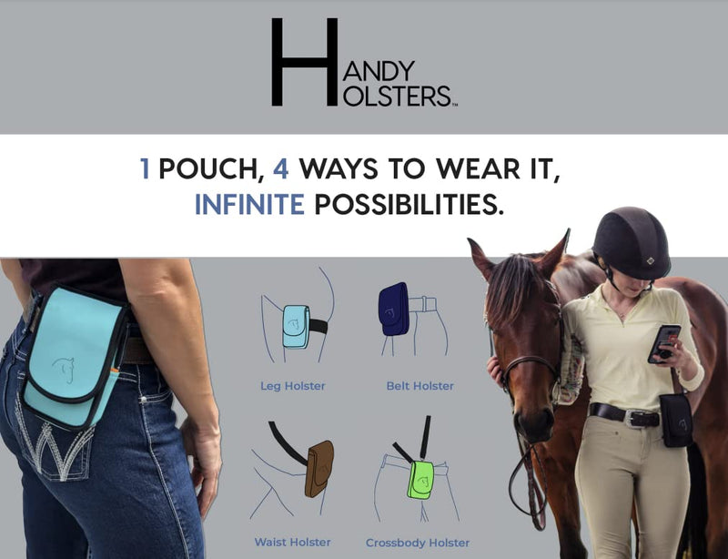 The Horse Holster Cell Phone Holder, Hunter Green, S/M - Holds All Cellphones, Money, Credit Cards, Lip Balm, Safely Secure Essentials During Activity, 4 Ways to Wear, Riding, Biking, and More S/M Leg Strap (25”)