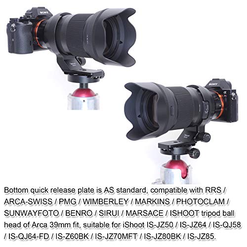 iShoot Lens Tripod Mount Ring for Sigma 40mm f/1.4 DG HSM Art Lens, CNC Machined Aviation Aluminum Lens Collar Support Bracket Holder, Bottom is ARCA-SWISS Fit Quick Release Plate for Tripod Ball Head