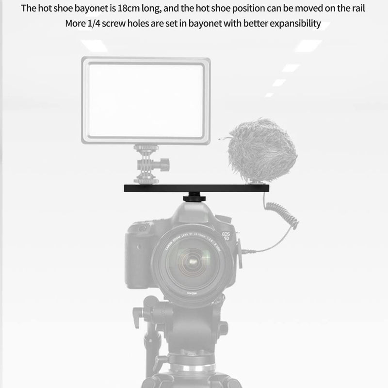 [AUSTRALIA] - BGNing Dual Cold Shoe Extension Bar, Cold Shoe Splitter, 18cm Extension Rail Bracket Bar 1/4" Screw Cold Shoe Mount for Flash Speedlite Video Light Microphone 