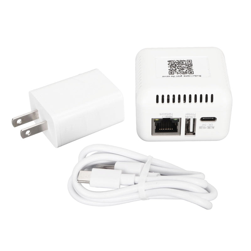 DAUERHAFT Wireless Print Server, Support Image Printing USB 2.0 Network Print Server Multiple Interfaces 100-240V Lightweight for PC (US Plug)