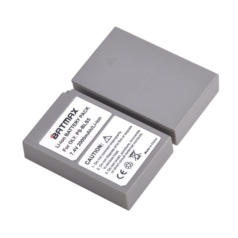 Batmax 2000mAh 2Pcs BLS-5 BLS-50 PS-BLS5 Battery + LED Dual USB Charger for Olympus BLS-5 E-PL2,E-PL5,E-PL6,E-PL7,E-PL8, E-PL9, E-PL10,E-PM2,OM-D E-M10,E-M10 Mark II,III,E-M10 IV,Stylus1 Cameras