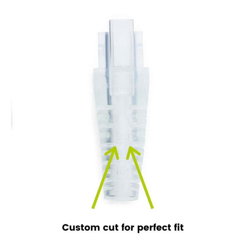 trueCABLE RJ45 Strain Relief Boots, Large 5.5 to 7.0mm Cut-to-Fit PVC Plug Cover, Transparent, 100 Pieces (Pack of 4) 400