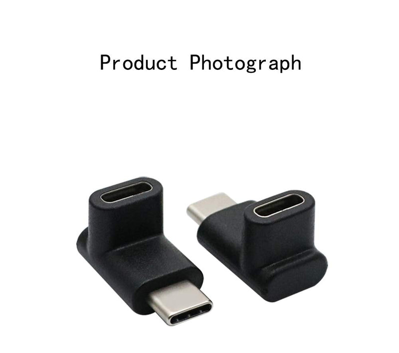 90 Degree Right Angle Type-C Male to Type-C Female Adapter,2-Pack,up and Down 90 Degree Type-c Plug to Jack Expansion Adapter is Suitable for Notebook Computers, Tablet Computers and Mobile Phones