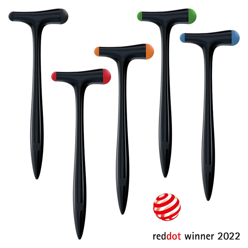 DocCheck Thïngs "Clôppe" Reflex Hammer - Red Dot Design Award 2022, Neurological Reflex Hammer According to Trömner, Pointed Handle for Skin and Surface Reactions, Aluminium (Black) black