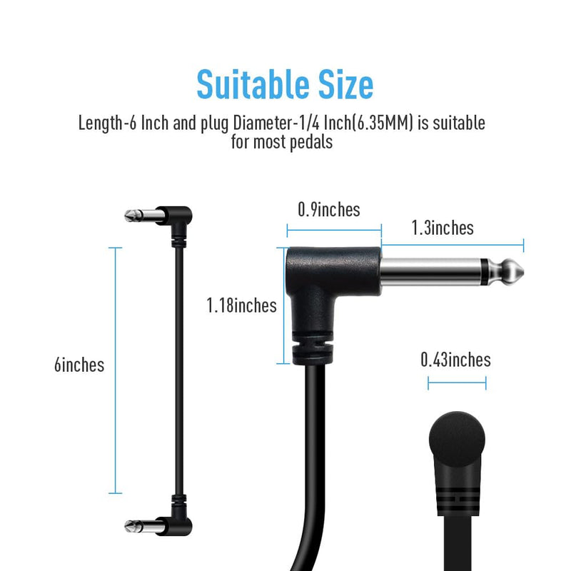 6 Inch Guitar Effect Pedal Patch Cables Black 3 Packs (3 Pack) 3 PACK