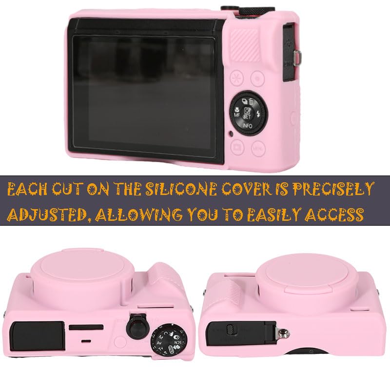 [AUSTRALIA] - Case for Canon Powershot G7X Mark III Digital Camera, G7X Mark iii Camera Silicone Case, Anti-Scratch Slim Fit Soft Skin, G7X Mark 3 Accessories with Detachable Lens Cover - Pink 