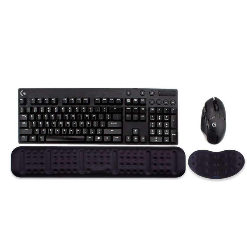 BRILA Upgraded Ergonomic Keyboard and Mouse Wrist Rest Support Cushion Pad Set - Comfy Soft Memory Foam Gel Padding & Non-Slip Palm/Hand/Wrist Pain Relief Rest Pad for Office Work, PC Gaming, Laptop Black Bundle