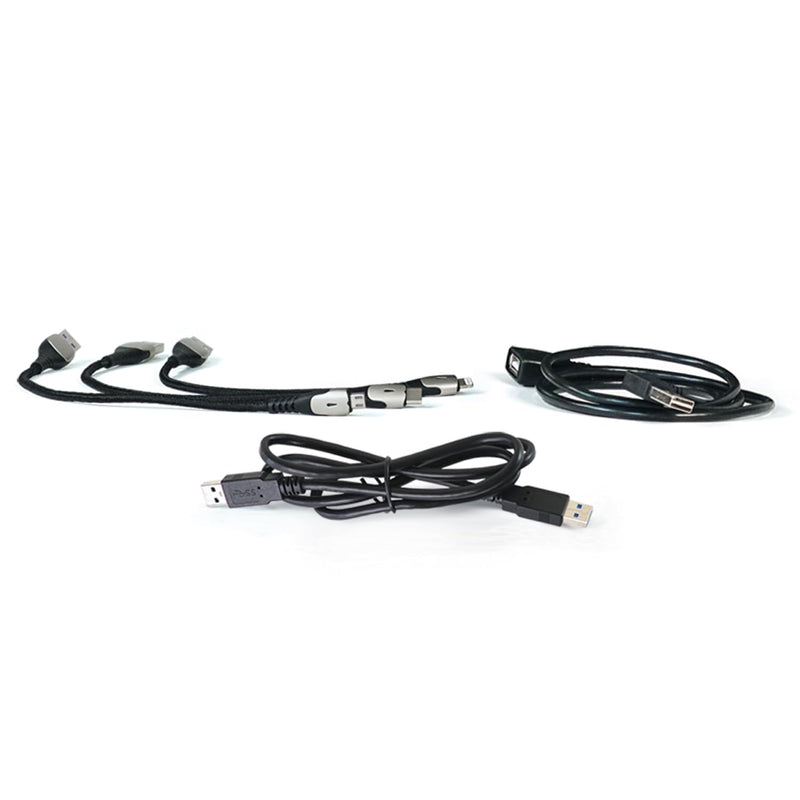 Mission Darkness USB Cable Set – UL-Certified Shielded Cables for Digital Forensics & RF-Shielded Enclosures – Includes USB-A, USB-C, Micro USB, Lightning-Compatible, Extension Cables & Zipper Pouch