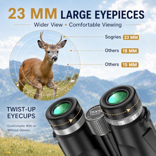 15x52 High Power Binoculars for Adults Hiking Safari Travel Sports