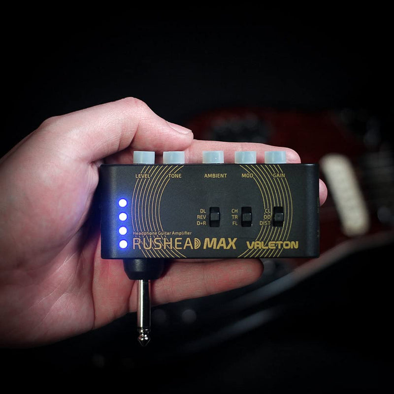 VALETON Guitar Headphone Amplifier Multi Effects Pocket Rechargeable Mini Practice Amplifier Rushead Max (Include 2 Additional Guitar Picks)