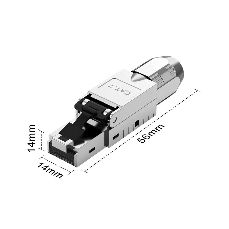 ZHITING 2 x CAT 7 RJ45 Connector Network Connector for Rigid LAN Cable Installation Cable Ethernet, LAN Plug Cat 7 Tool-Free LSA Fully Shielded STP, 10 Gbit/s, AWG 23-26 2cps