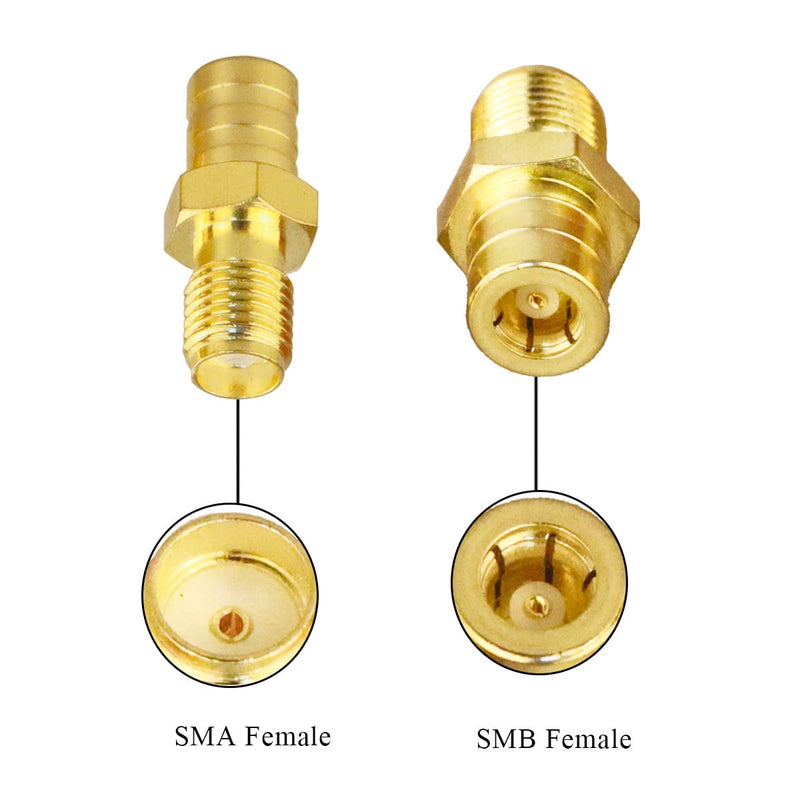 TUOLNK SMA to SMB Adapter SMB Female to SMA Female Coax Connector for Coaxial Cable Radio Antenna 2pcs SMA Female to SMB Female