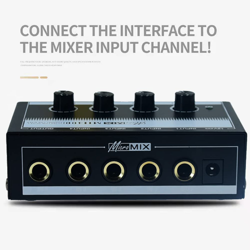 mix electronic organ accompaniment 6.35 ts 6.5 mm jack bass mono Microphone 1/4 inch Guitar mic Professional Sound Mixer Low-Noise Audio Amplifier for Keyboards Musical Instruments