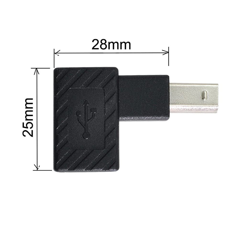 Xiwai 4Pcs USB 2.0 B Type Male to Female Extension Adapter Horizontal Vertical Angled 90 Degree for Disk Scanner