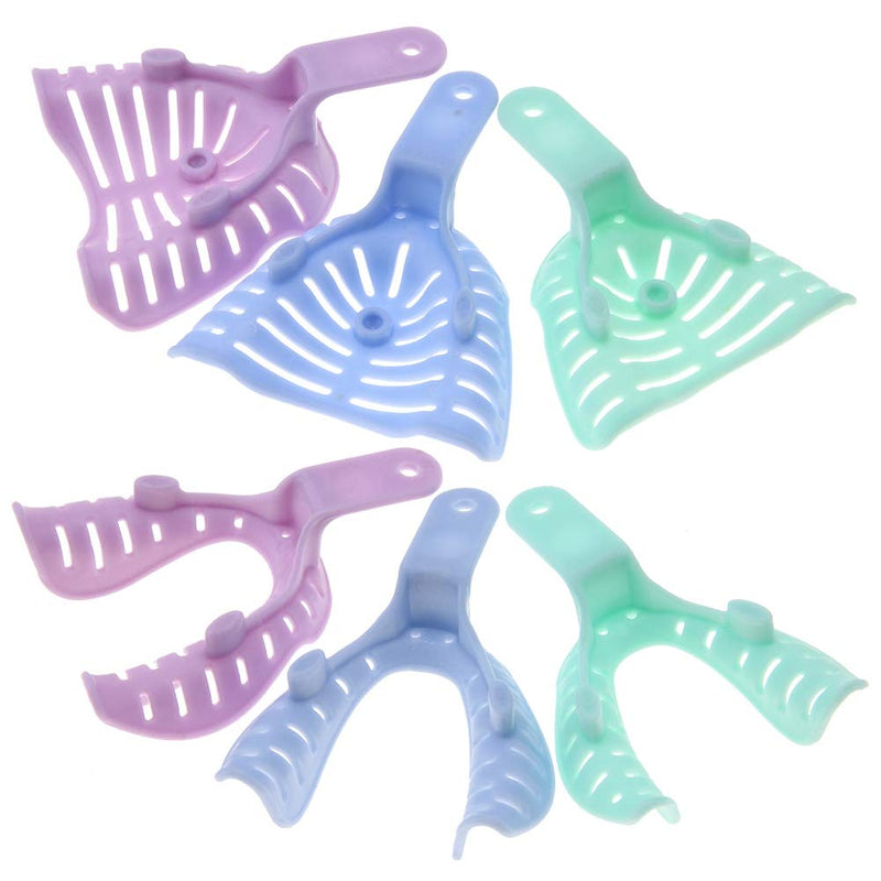 6pcs Mixed Colour Plastic Dental Impression Spoon Dental Impression Tray Bite Spoon Material Holder