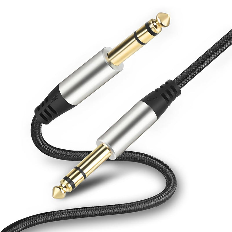 Pack of 2 TRS Instrument Cable 1/4 Inch Straight 6.35mm Male Jack Nylon Braided Studio Cord (16 Feet-2 Pack) 16 Feet-2 Pack