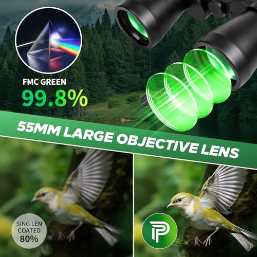 Pankoo 20x55 Binoculars for Adults High Powered,with Phone Adapter Binocular