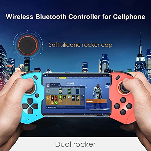 Gamepad Controller for iOS, Megadream Wireless MFi Gaming Gamepad Joystick for iPhone 13/12/Pro/Mini, iPhone 11/11 Pro/Max, iPhone Xs, XR X, 8 Plus, 8, iPad, MacBook, iOS 13.4+ - Direct Play Red+Blue