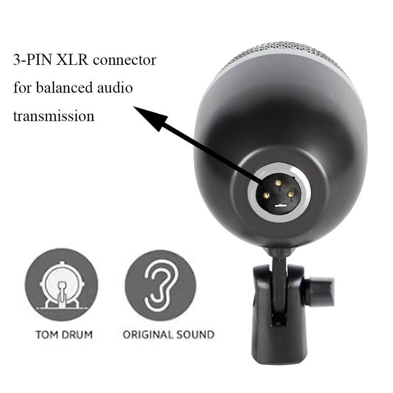 High Sensitivity Kick Drum Microphone with Dynamic Pick Up Pattern,Swivel Adjustable Tom Microphone with Durable Steel Mesh Grille