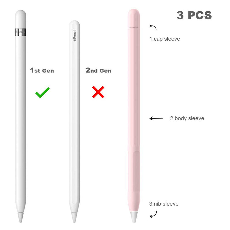 YINVA Case for Apple Pencil Apple Pencil Accessories Grip Holder for Apple Pencil 1st Generation Cover Sleeve for Apple Pencil with Protective Nib Cover for iPad Pencil(Pink) Pink For 1st Gen