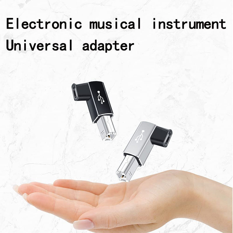 USB C Female to Midi 90 Degree Adapter, 2Pack Right and Left Female USB C to Male USB B Printer Adapter, Compatible with Printers, MIDI, Eectric Pianos, Synthesizers, USB Microphones
