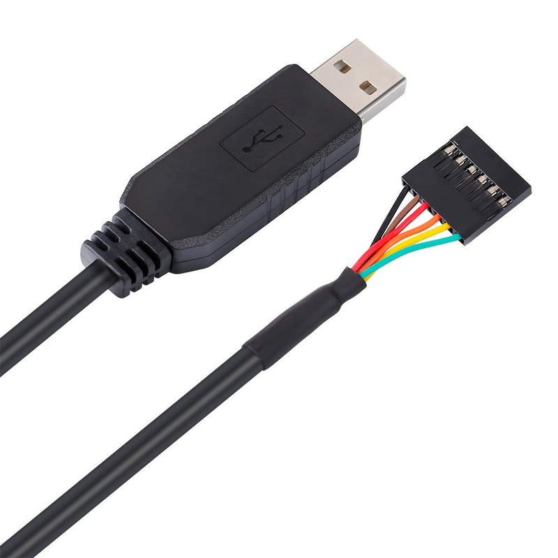 DTECH FTDI USB to TTL Serial 5V Adapter Cable 6 Pin 0.1 inch Pitch Female Socket Header UART IC FT232RL Chip Windows 11 10 8 7 Linux MAC OS (6ft, Black) 6ft/1.8m
