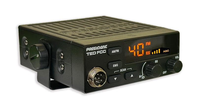 President Ted FCC AM/FM 40 Channel Compact CB Radio, LED Display, Emergency Channels, Automatic Squelch Control, PTT, 6pin MIc Plug, Time Out Timer, Key Beep, 2 Years Manufacture Warranty
