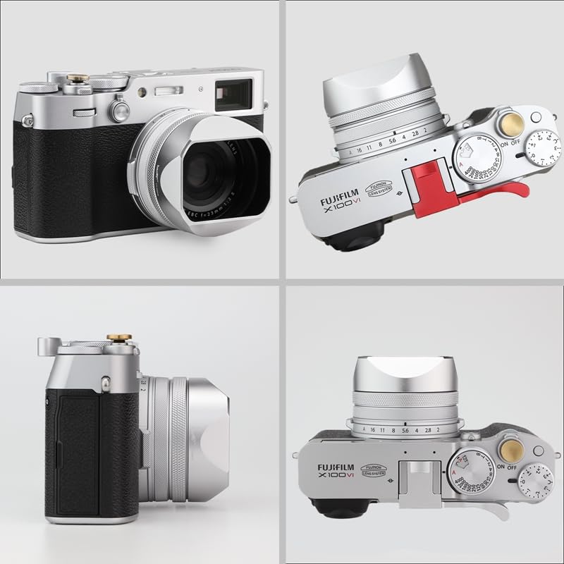 [AUSTRALIA] - X100VI Square Metal Lens Hood for Fujifilm Fuji X100VI Camera Silver with 49mm UV Filter Adapter Ring Haoge LH-X54W 