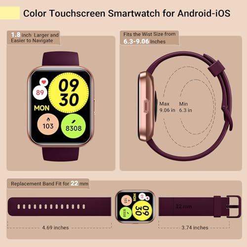 Smart Watch for Women Men with Extra Black Silicone Watch Band Replacement