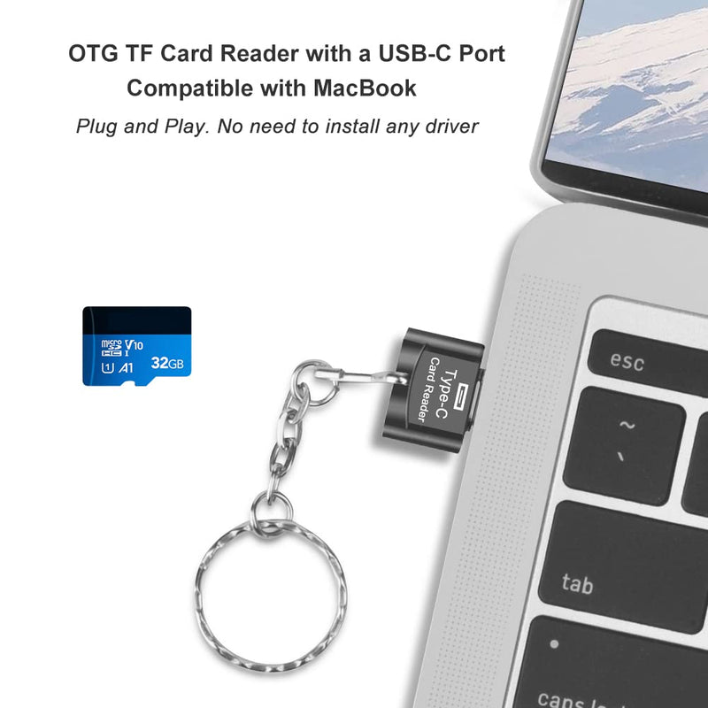 Micro SD Card Reader, BorlterClamp USB C TF Card Reader, USB C to Micro SD Memory Card Reader with USB C to USB Adapter, Compatible with MacBook, Laptops, Galaxy Phones and More