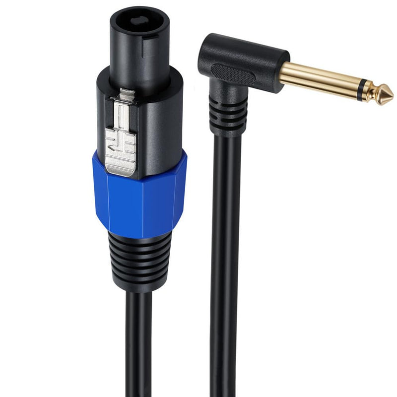 Speakon to 1/4 Mono Speaker Cable, 6.35mm (1/4") TS Plug to Speakon Male Speaker Audio Adapter for DJ/PA Speaker Cord with Twist Lock -50cm/0.5FT (Speakon Male to 1/4 Male Right Angle) Speakon male to 1/4 male Right Angle