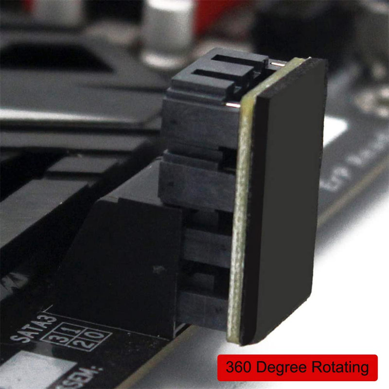 NFHK Dual SATA 7Pin Female to 7Pin Male 360 Degree Angled Adapter Low Profile for Desktops SSD HDD Mainboard Motherboard Dual SATA 360 Angled