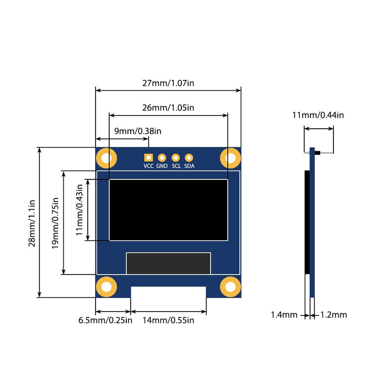 GeeekPi 2Pcs OLED Display Module I2C IIC 128X64 Pixel 0.96 Inch Display Module Yellow Blue Two-Color Display Compatible with Raspberry Pi Arduino 51 Series MCU STM32 R3 and Mega