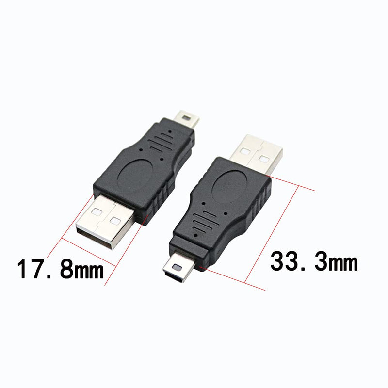 USB 2.0 Type a Plug to Mini USB Male Adapter 3-Pack