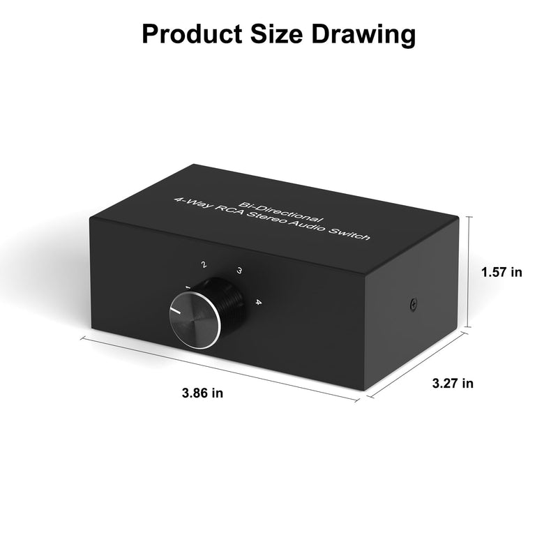 Dingsun 4-Way Stereo Audio Switcher, Bi-Directional Right and Left Channel Audio Selector Box for Blu-ray Players or DVD Players Active Speakers (4In-1Out /1In-4Out)(1In-4Out /4In-1Out) 1In-4Out /4In-1Out
