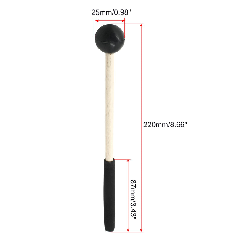 8 Inch Percussion Mallets Stick with Rubber Head and Handle，Wood Drum Mallets for Xylophone,Glockenspiel, Black