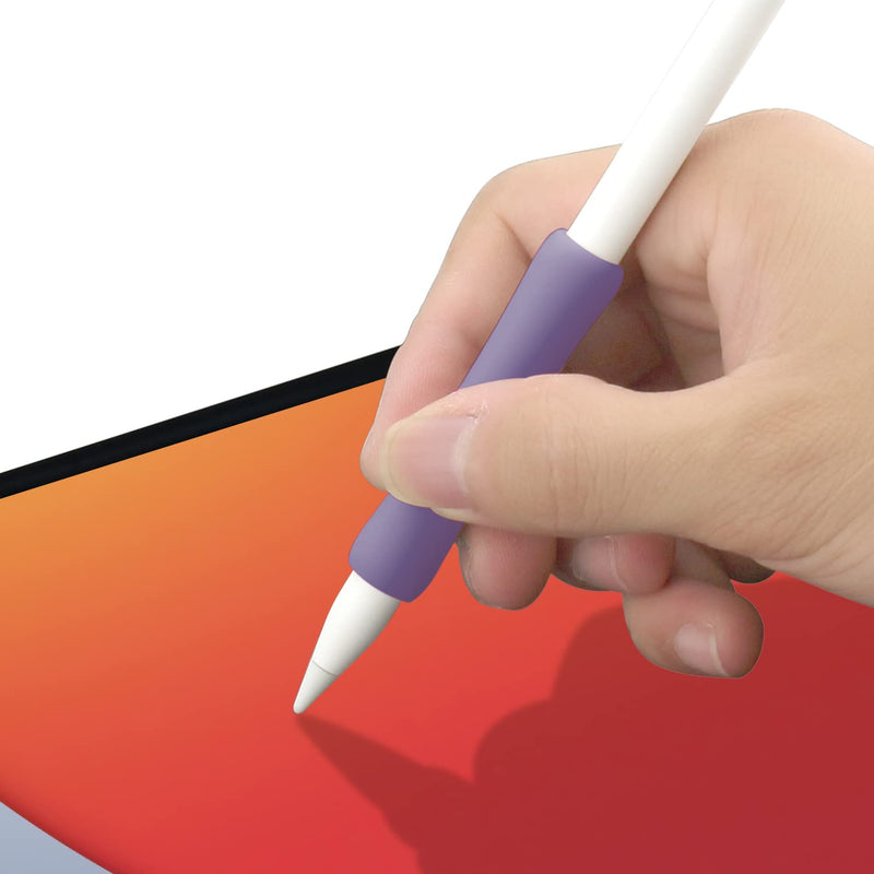 ProElife 2-Pack Ergonomics Grip Holder Silicone Protective Sleeve Cover for Apple Pencil 2nd 2021 & 1st Generation iPad Pro 11'' 12.9'' 2021/2020/2018 Stylus Accessories Kits (Lavender/Green) Lavender/Green