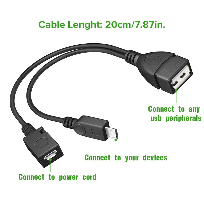 [2 Pack] ANDTOBO 2-in-1 Micro USB OTG Adapter with Power for Fire Stick/Host Devices etc- Black 2 Pack